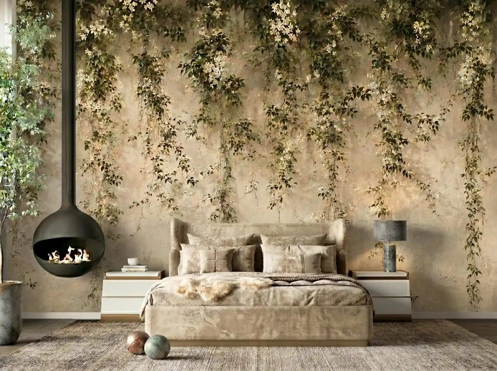 Customized Mural Vintage Cream Vine Flower Wallpaper Living Room Bedroom Leaves and Branches Mural Home Decoration 3d wallpaper