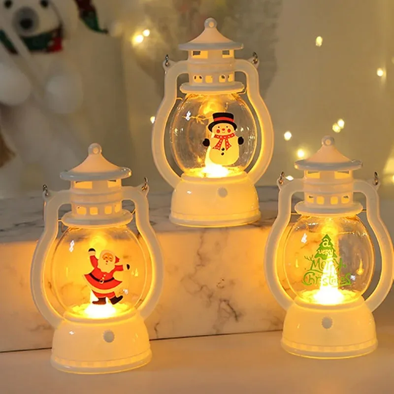 Linternas LED portátiles de Navidad, Papá Noel, muñeco de nieve, decoración interior, luces alimentadas por batería para el hogar, adornos navideños de Año Nuevo