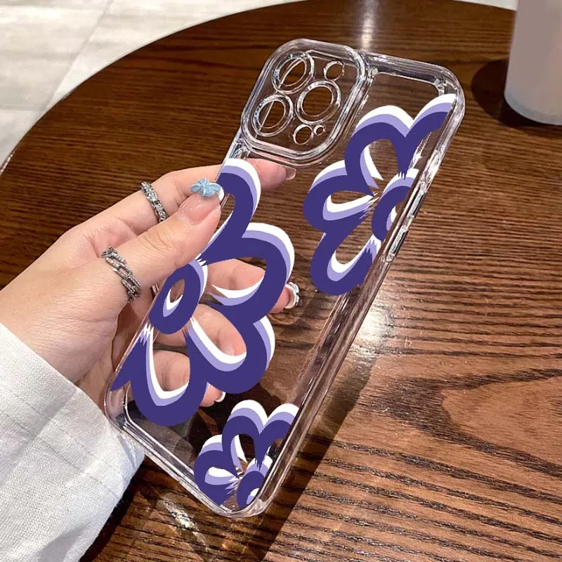 

Color Camellia Flower Art For Apple iPhone 17 16 15 14 13 12 11 Air Pro Max Plus Mini Transparent Soft Phone Case