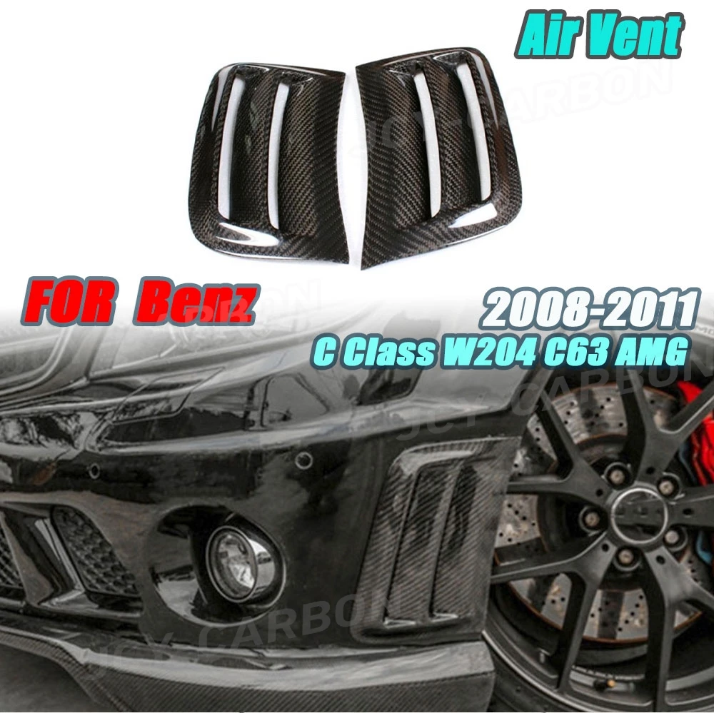

JCYECF Real Carbon Fiber Front Bumper Side Air Vents Trims Cover Stickers Frame For Benz C Class W204 C63 AMG 2008-2011