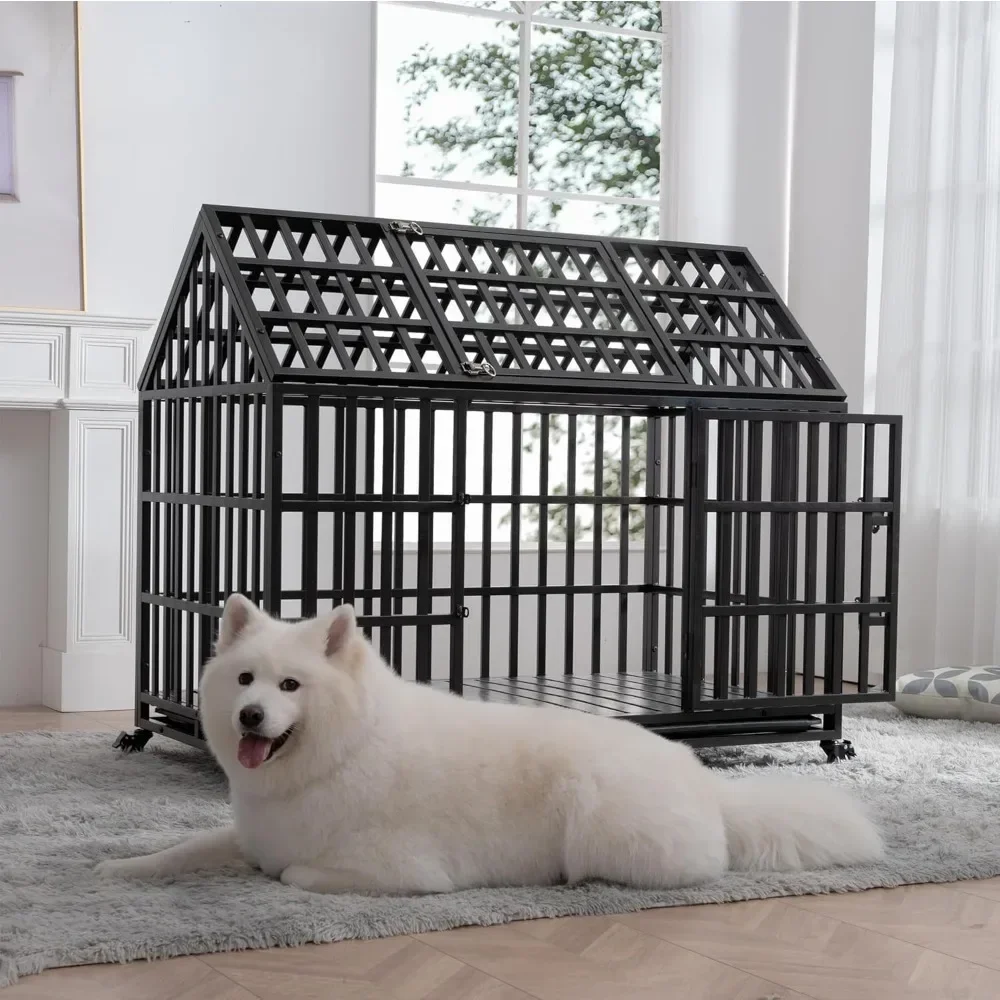 

Dog Crate, Dogs Kennel Lockable, Dog Crates for Medium Dogs with Sturdy Door Lock and Removable Trays