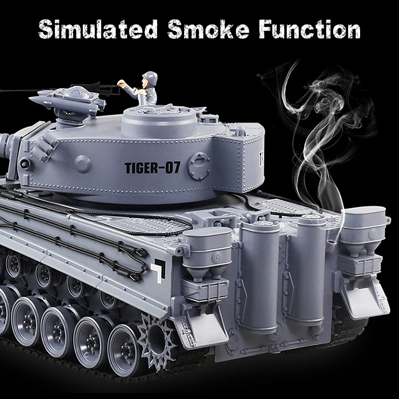 Shoot Bullet RC Tank Smoking Infrared Big Remote Control Tank Toy Military Model Vibrating Recoil With Sound LED Boys Gift