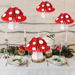 Forest Jungle Wonderland Mushroom Party Decorations Mushroom Honeycomb Paper Lantern for Fairy Tale Birthday Party Garden Decor