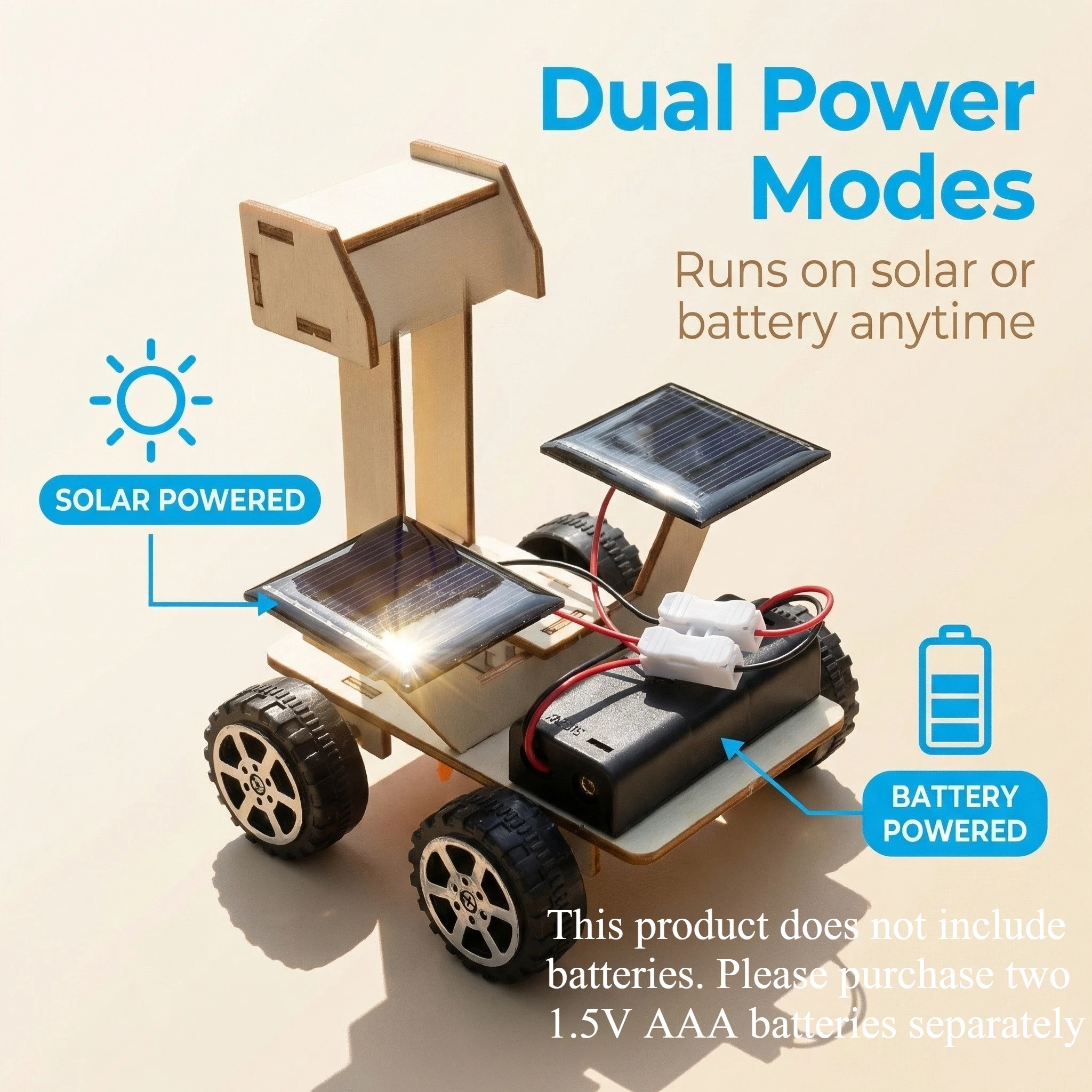 Solar Powered Moon Buggy 3D Wooden Puzzle Model Kit, DIY Hand-Assembled Tabletop Game for STEM Science Experiment