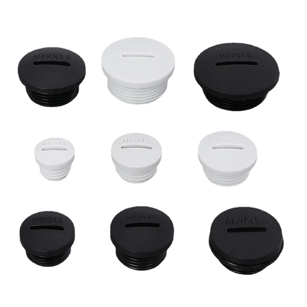 

Metric M Plastic Waterproof Plug Threaded Pipe Fitting End Cap Plug M12-M32 Nylon Gland Seal with Gasket 1pcs