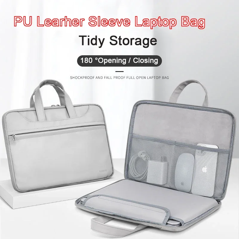 

Sleeve Case 13 14 15.6 16 Notebook Bag For Macbook Air Pro M1 M2 Xiaomi Huawei Lenovo ASUS Laptop Handbag Briefcase PU Leather
