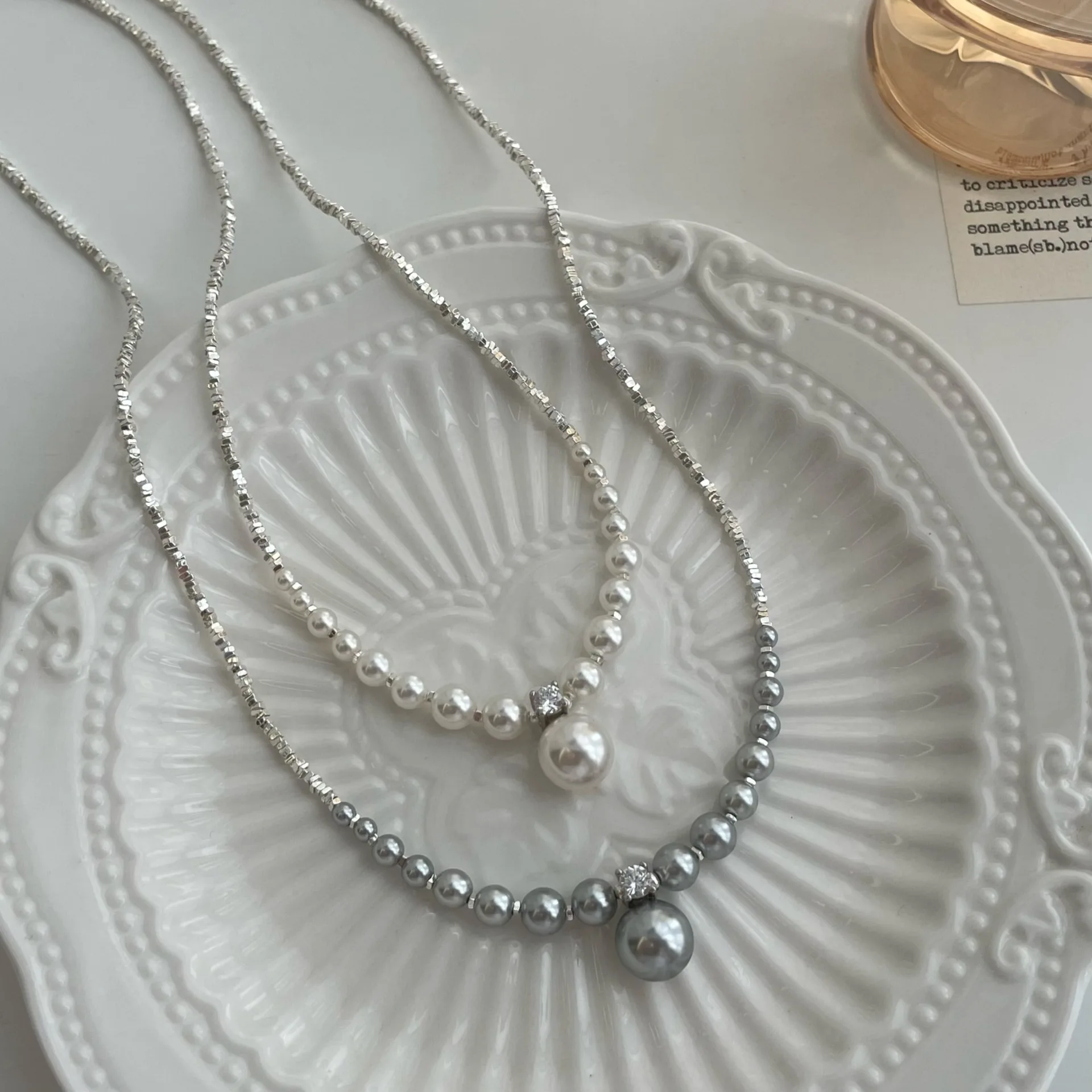 

Модные, элегантные и стильные украшения: колье из серебра 925 пробы с градиентными жемчужинами для женщин, высококачественная цепочка на ключицу.