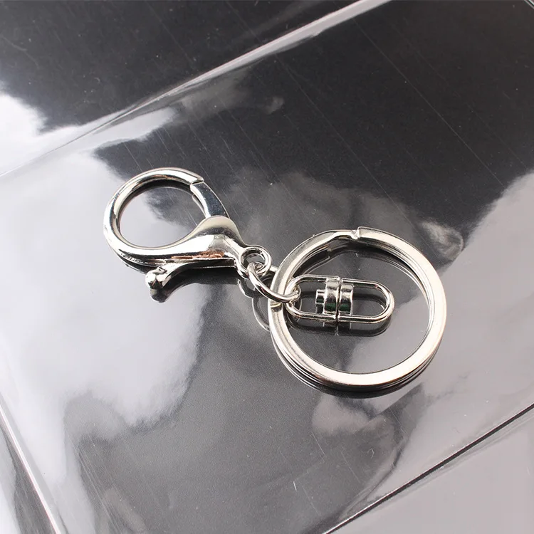 100pcs Lobster Clasp Keychain 30mm Round Hook Keyring Golden Silver-Plate Key Chains for Jewelry Making Charms