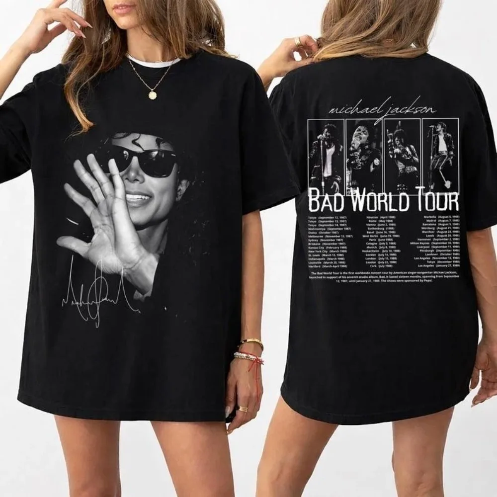 Summer Michael Jackson Modern Redesign T-shirt Men and Women Summer Cotton Y2K Clothing Fashion Round Neck Short Sleeved Tee