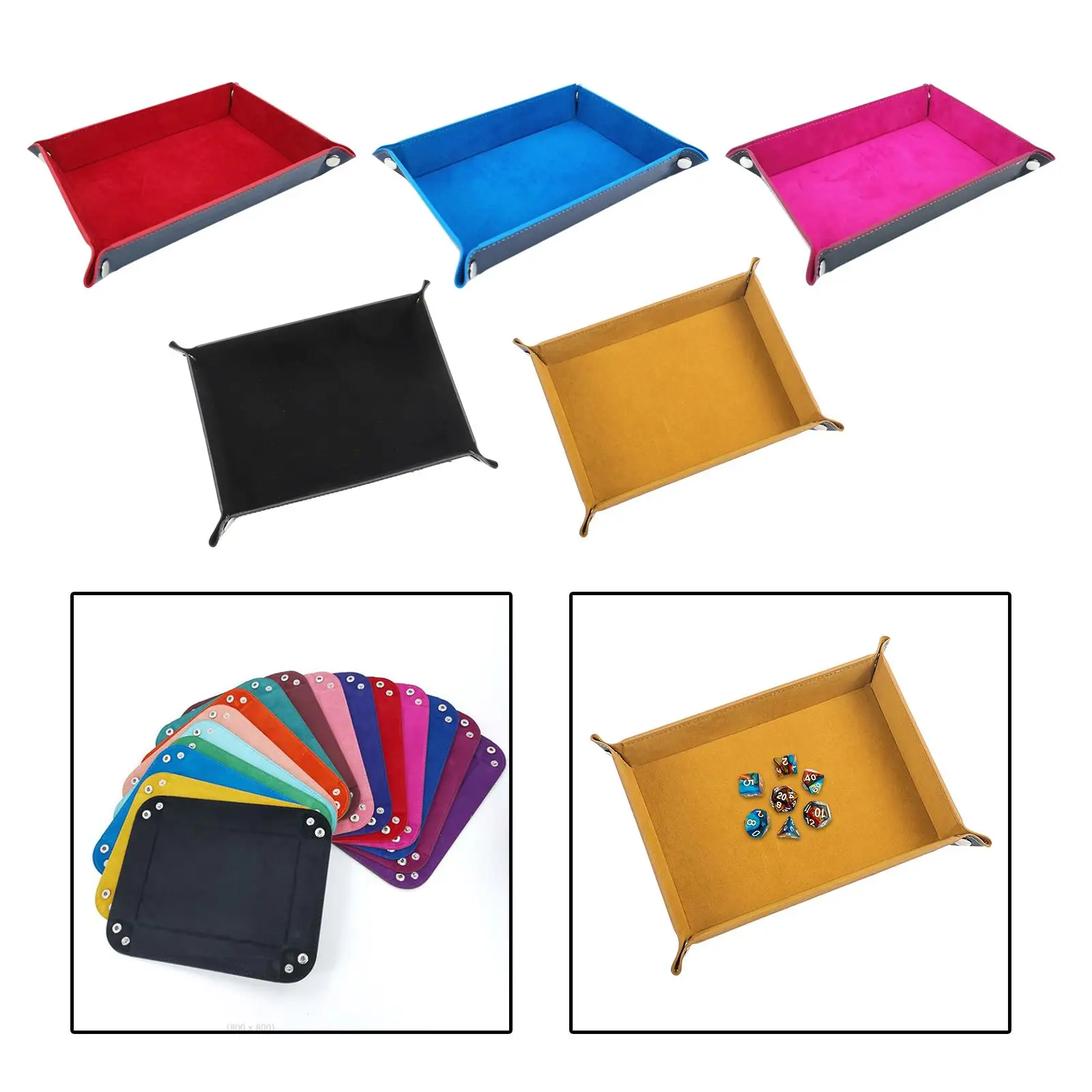 

Folding Dice Tray Set Large Rectangle PU Leather Portable for Office Desktop