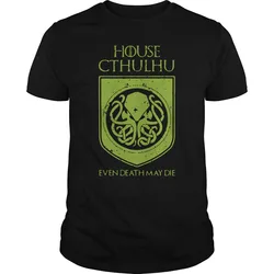 Even Death May Die. Horror House Cthulhu T Shirt New 100% Cotton Short Sleeve O-Neck T-shirt Casual Clothing Mens Top