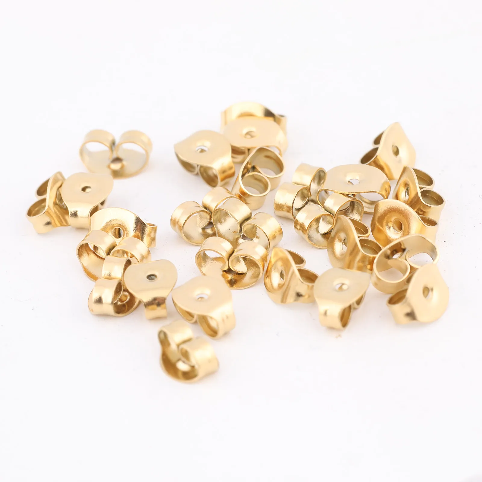 100pcs Butterfly Earring Backs Stainless Steel Gold Plated Diy Earring Plug Stopper For Jewelry Making Supplies 4x6mm