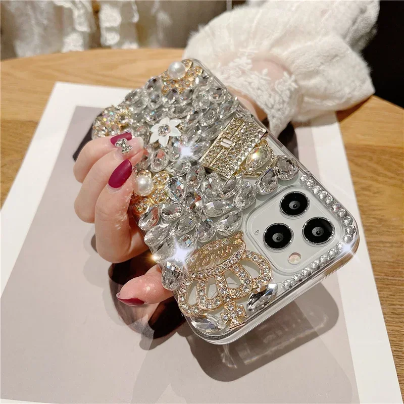 Funda de diamante brillante para Xiaomi 13 14 POCO X3 X4 X5 F4 F5 PRO M4 M5 M6 - Funda de teléfono de lujo mi 14pro con corona de diamantes de imitación