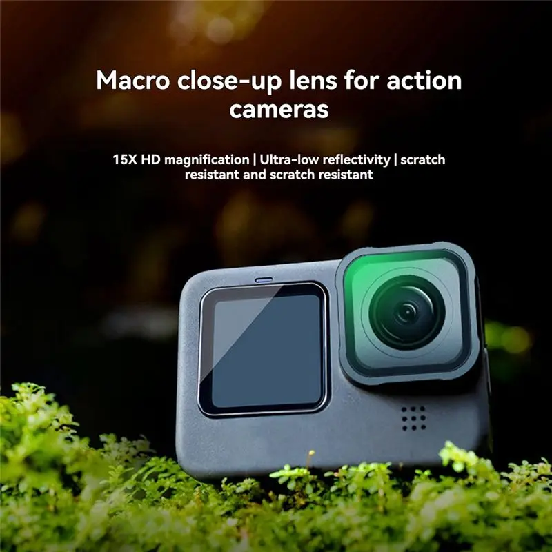 B31B 15X for Macro Lens for GoPro for Hero 12/11/10/9 Black Sports Camera Close-Up Filter HD Optical Glass Anti-Reflective