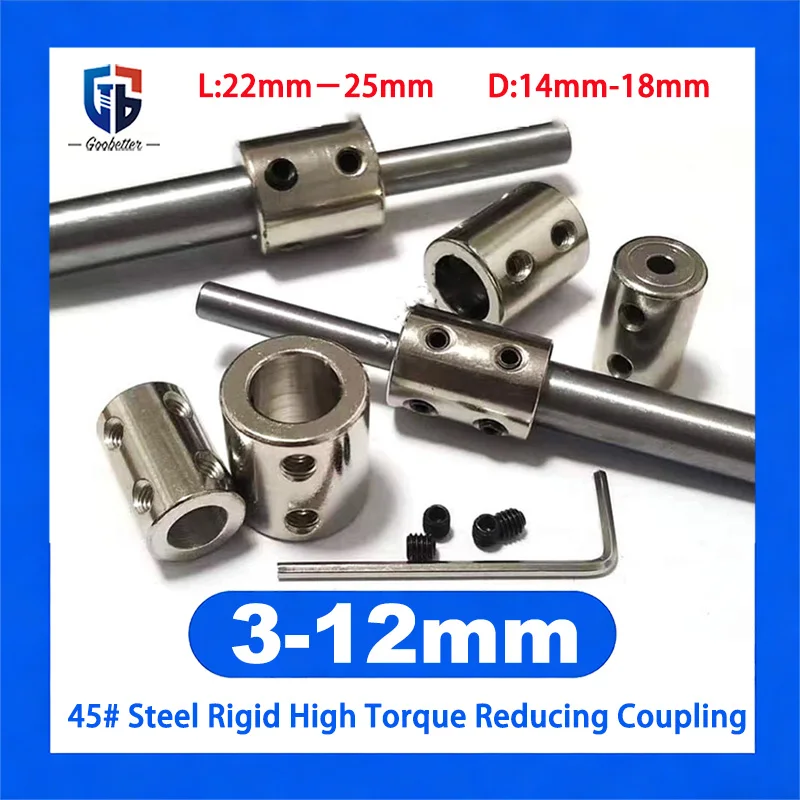 10Pcs 3mm/3.17/4/5/6/6.35/7/8/10/12m 45# Steel Rigid Shaft Coupling Coupler Motor Transmission Connector Sleeve DIY motor parts