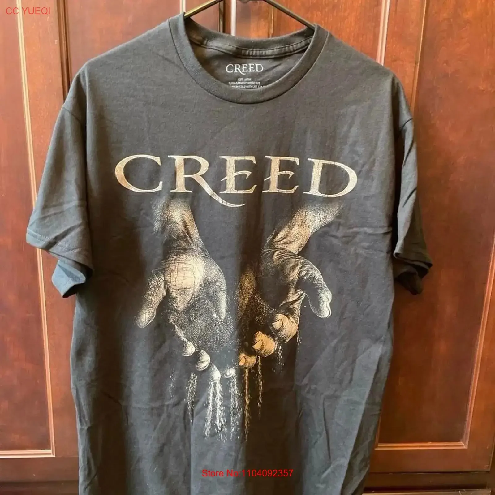 Creed 2025 Band Human Clay Tour charcoal color shirt VK03876 vintage Washed Breathable homme Casual Unisex Versatile fashion
