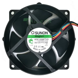 Maglev Round CPU Case Cooling Fan KDE1209PTVX 4.4W 4 Pin DC 12V Tested for SUNON