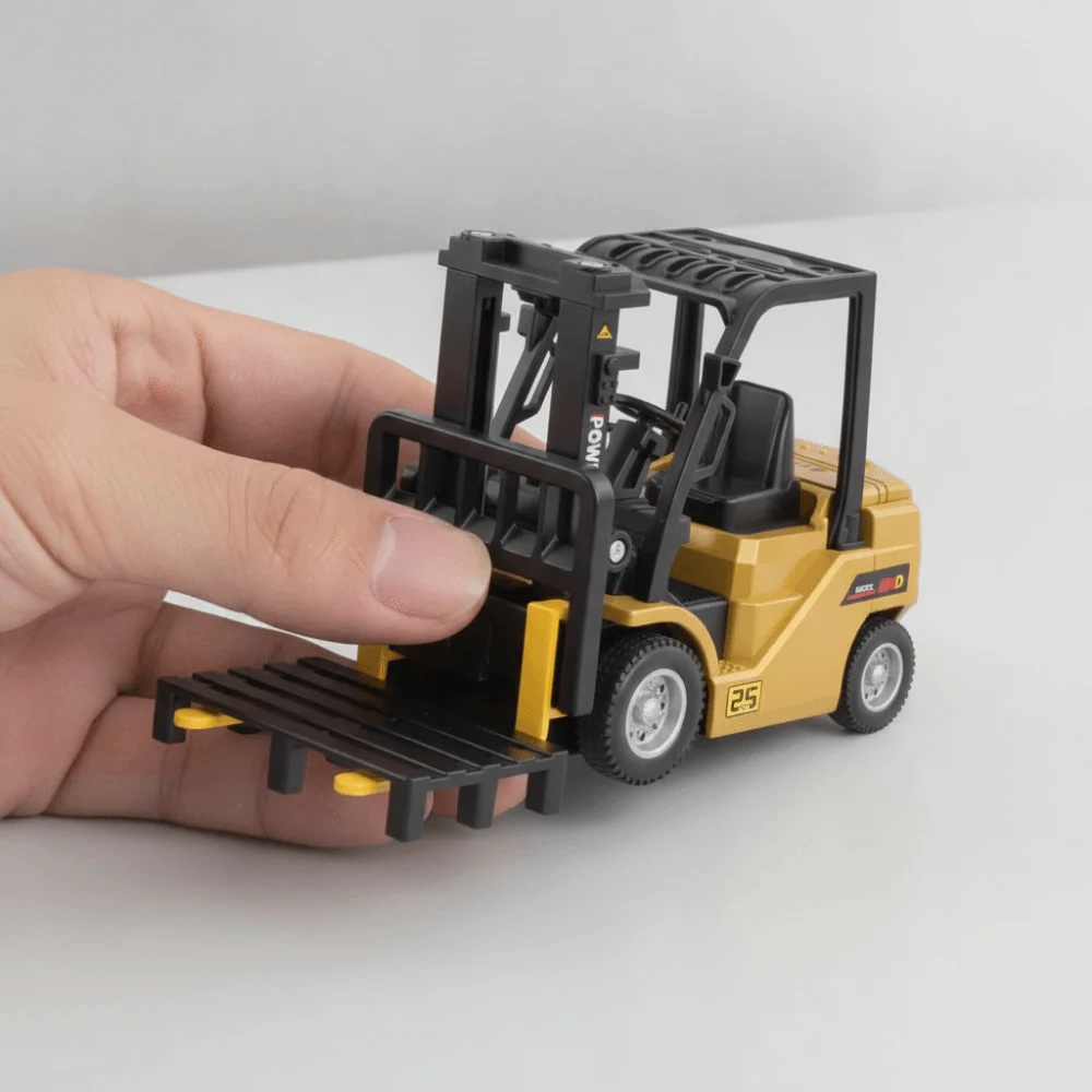 2.4G Remote Control Remote Control Forklift Toy Variable Speed Alloy Material RC Engineering Vehicle Toy with Trailer