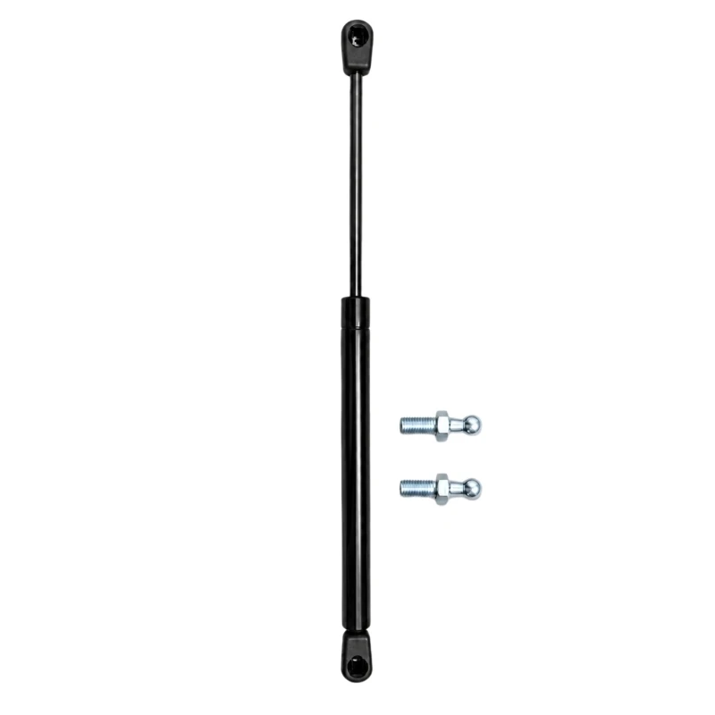 Engine Bay Hood Lift Support with Stainless Steel Body, Threaded Ball Fasteners, and Extending Rod Assembly for Vehicle Hood
