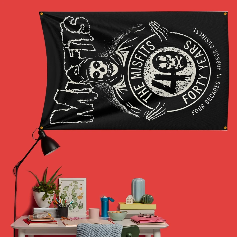 Misfits Inspired Rock Music Flag 3x5 FT Polyester Decorative Banner Tapestry for Music Fans Bedroom Wall Decoration