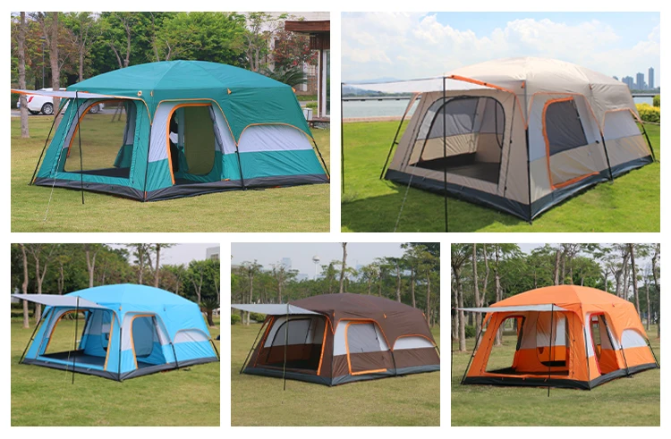 Wholesale Price Pop-up Automatic Oxford Fabric Tent Heavy Duty Waterproof Travel BIG 5-12 Persons Family Camping Tent Outdoor