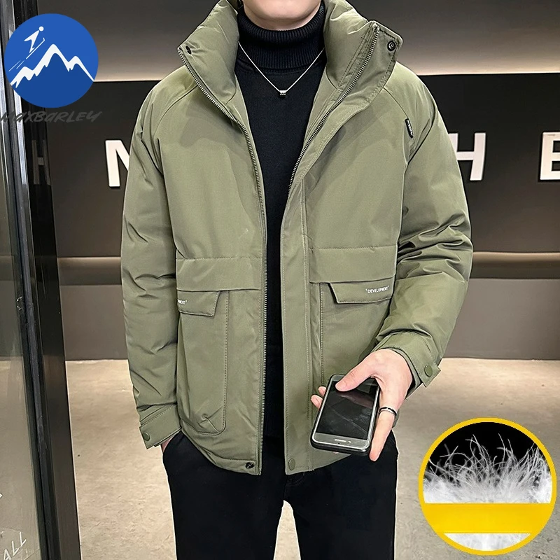 맥스바리 남성 다운 재킷 2025 패션 스탠드 칼라 아웃도어 오피스 경량 파카 비즈니스 캐주얼 따뜻한 겨울 패딩 재킷