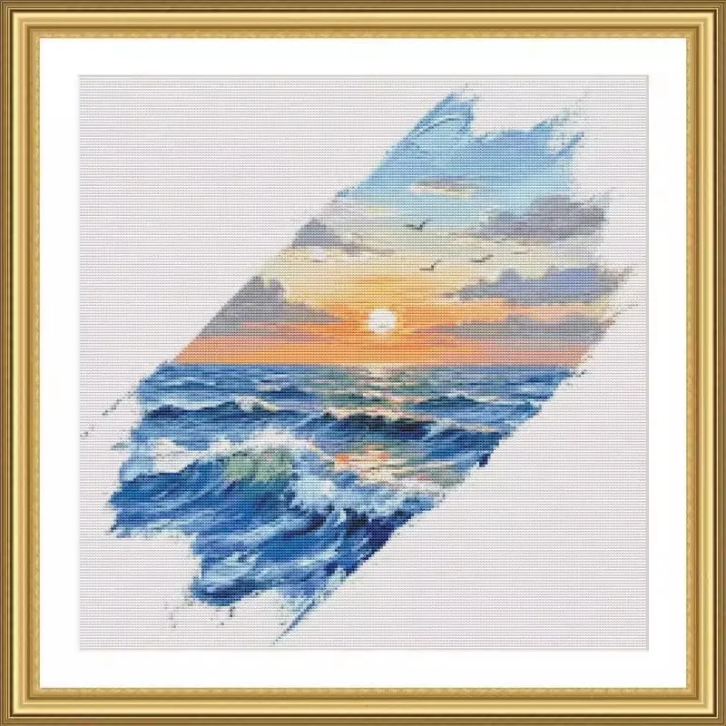 

ZZ7983- Sunrise 11CT 18CT 14CT 16CT Print Canvas Cross Stitch DIY Set Kit Needlework Embroidery 69 Colors