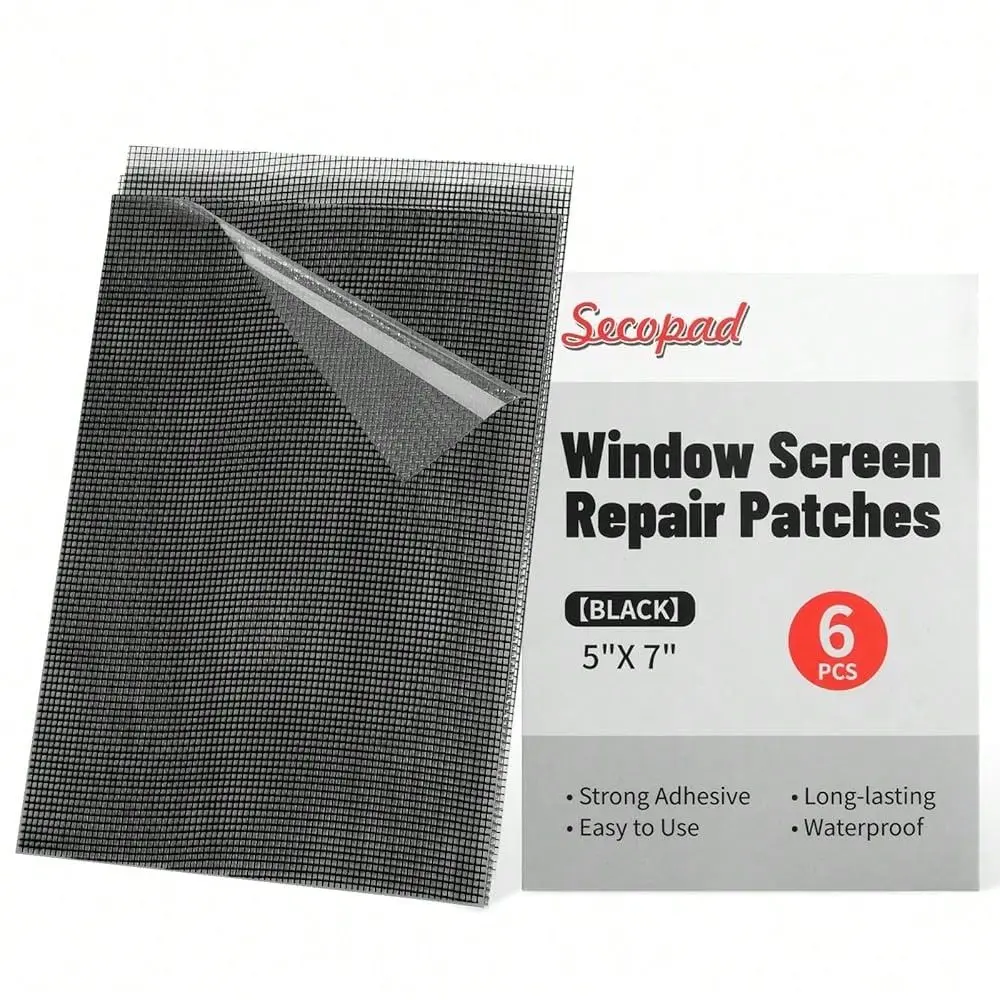 7-Zoll-Reparaturset für schwarze und graue Fliegengitter, 6 Stück Fenstergitter-Reparaturband für Fliegengittertüren, stark haftendes Fiberglas-Mesh