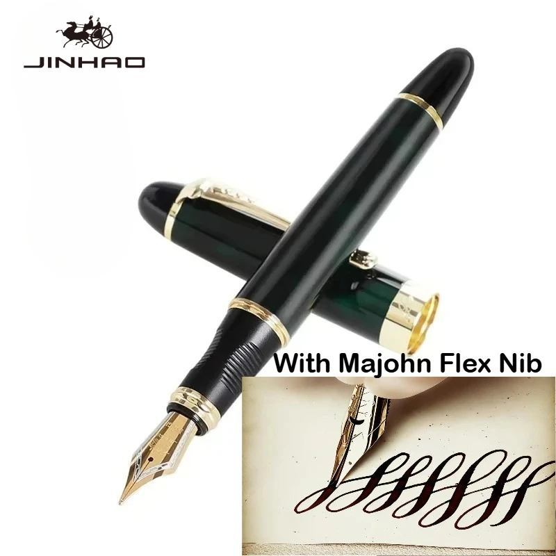 JINHAO X450 Fountain Pen With Majohn Flex Nib Calligraphy Pen Metal Pens for Writing School Office Supplies Stationery
