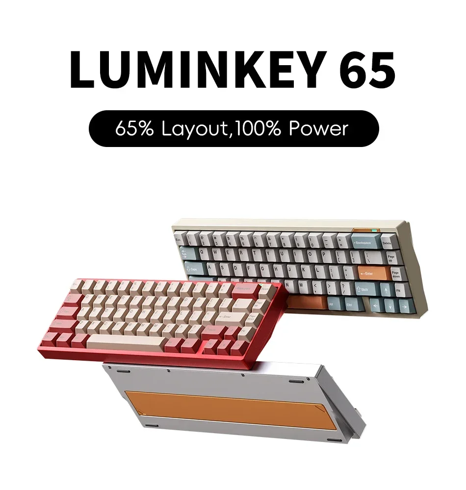 New LUMINKEY 65 Mechanical Keyboard Wireless 2.4G Tri-mode Aluminium Alloy Hot Swap Office Gamer PC Gaming Keyboard Mac Win