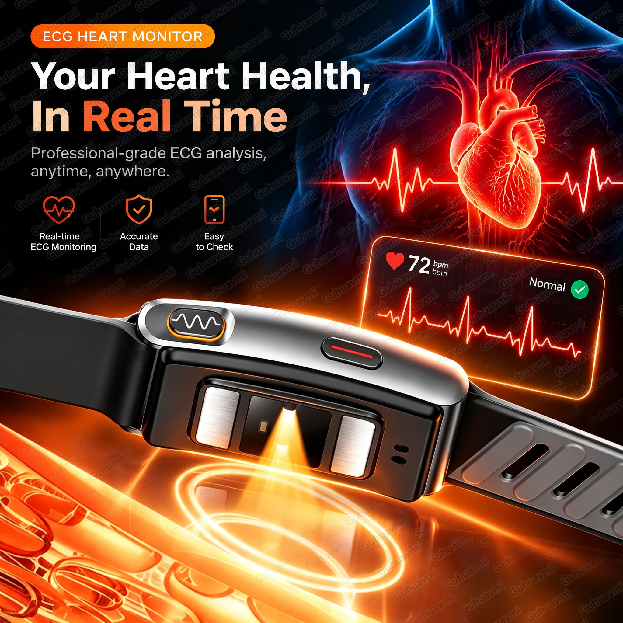 New No Screen ECG+PPG Nursing Grade Smart Bracelet HRV Body Fat Blood Pressure Body Temperature Men Women Health Sports Watches