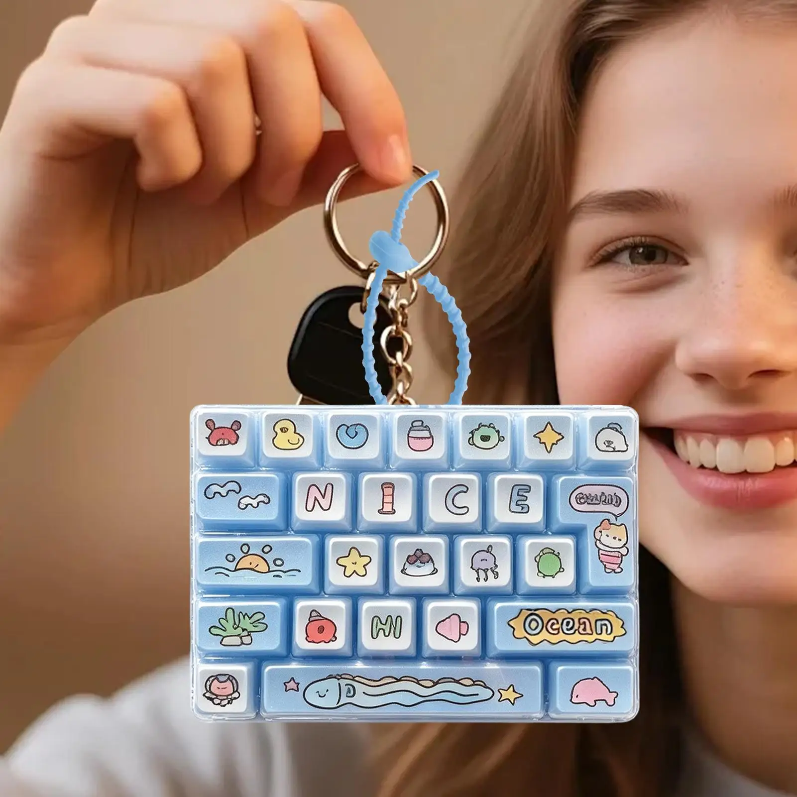 Fidget Toys Keyboard 26-Key Fun Portable Keyboard Purse Charm Fidget Keychain For Kids Adults Game Lovers Backpack Purse Home