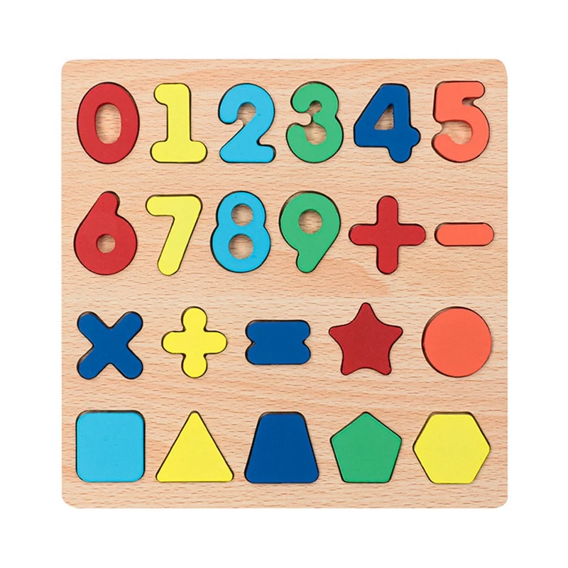 Wooden Puzzles For Children, Wooden Numbers, Letters, Geometric Figures, Building Blocks, Hand Grab Board Toys