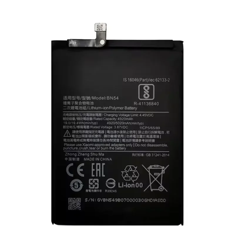 100% Original BN54 Replacement Battery For Xiaomi Redmi Note 9 Redmi 10X 4G Authentic Phone Batteries 5020mAh +Free Tools