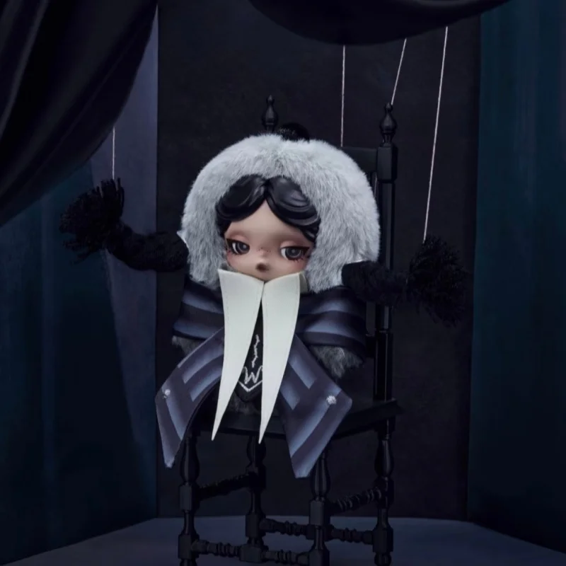 Oryginalna figurka Popmart Skullpanda Wednesday, winylowa pluszowa lalka, modny brelok, urocza figurka, ozdoba na biurko, prezent, gadżet anime.