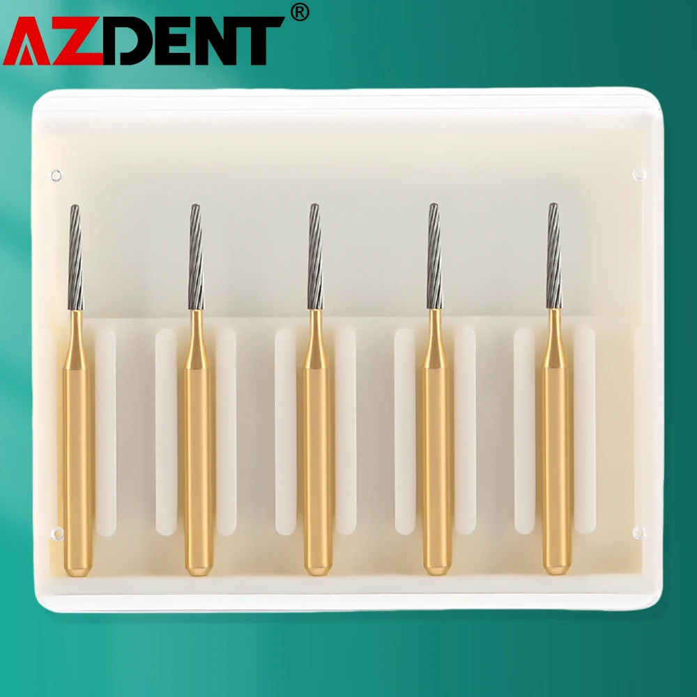 5Pcs/Box Azdent Dental Burs Tungsten Carbide Trimming & Finishing Dentist FG Bur For High Speed Handpiece Dentistry Tools