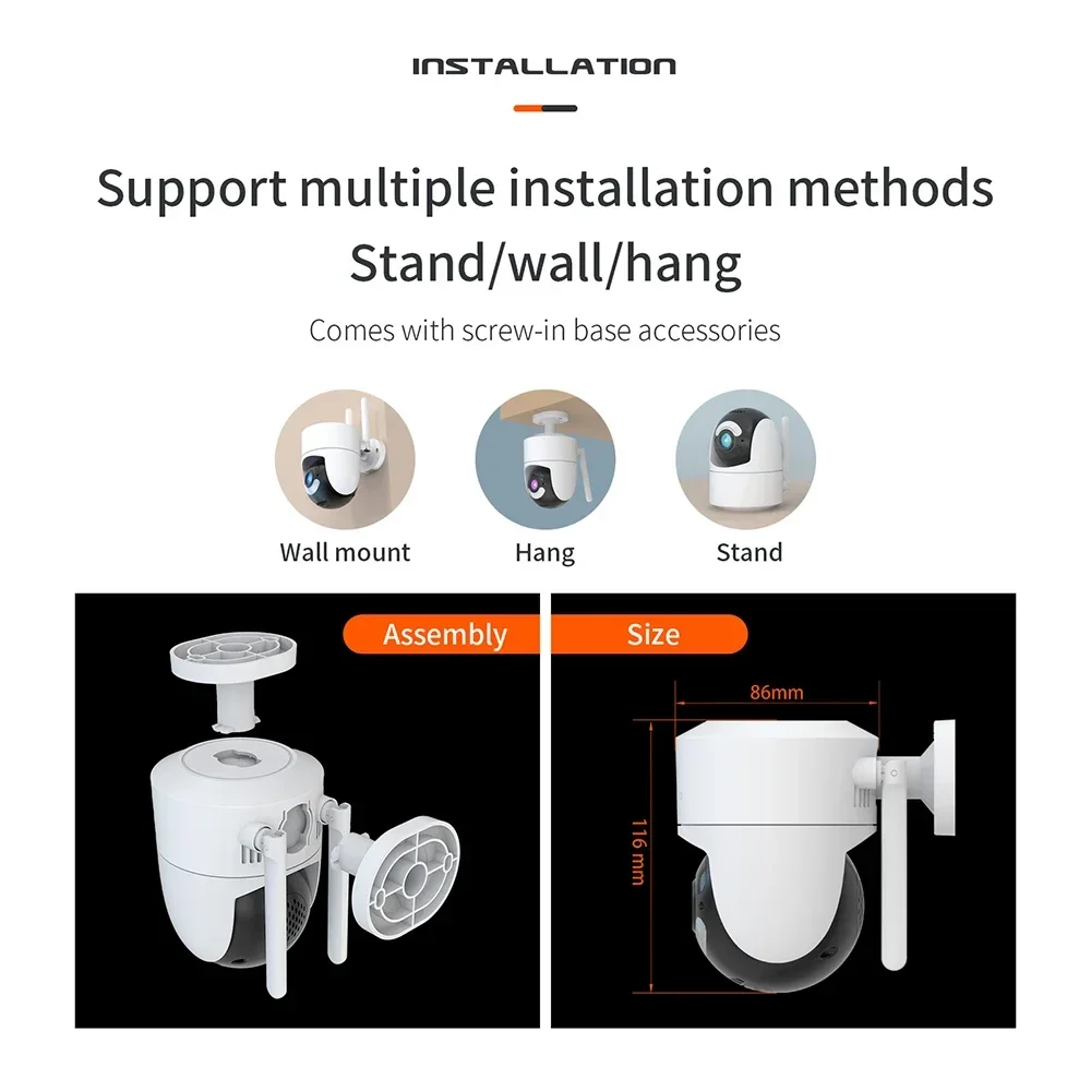 4MP ความปลอดภัยในบ้าน Wifi แบบแบนด์คู่2.4G/5G กล้องกันน้ำตรวจจับการเคลื่อนไหวกล้อง IP กลางแจ้งเตือนภัยการเฝ้าระวัง