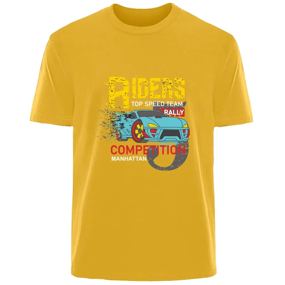 

Summer Retro Street Hip-Hop Casual T-shirt Sports Car Print Pure Cotton Sports Shirt Men's Breathable Quick Drying Outdoor Shirt