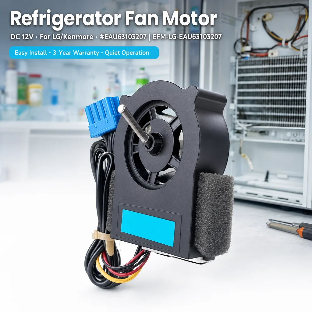 Evaporator Fan Motor EAU63103207 12V 4 Pin Metal Shaft for LG Kenmore Refrigerator Cooling Appliance Replacement Part DIY