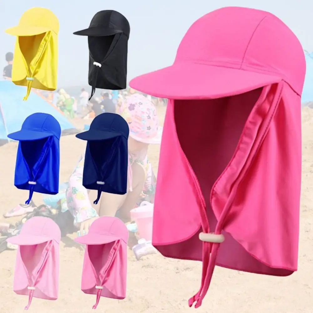 Creative Multicolor Kids Anti-UV Sunscreen Hat Breathable Outdoor Large Brimmed Hat Nylon Swimming Ice Silk Hats Unisex