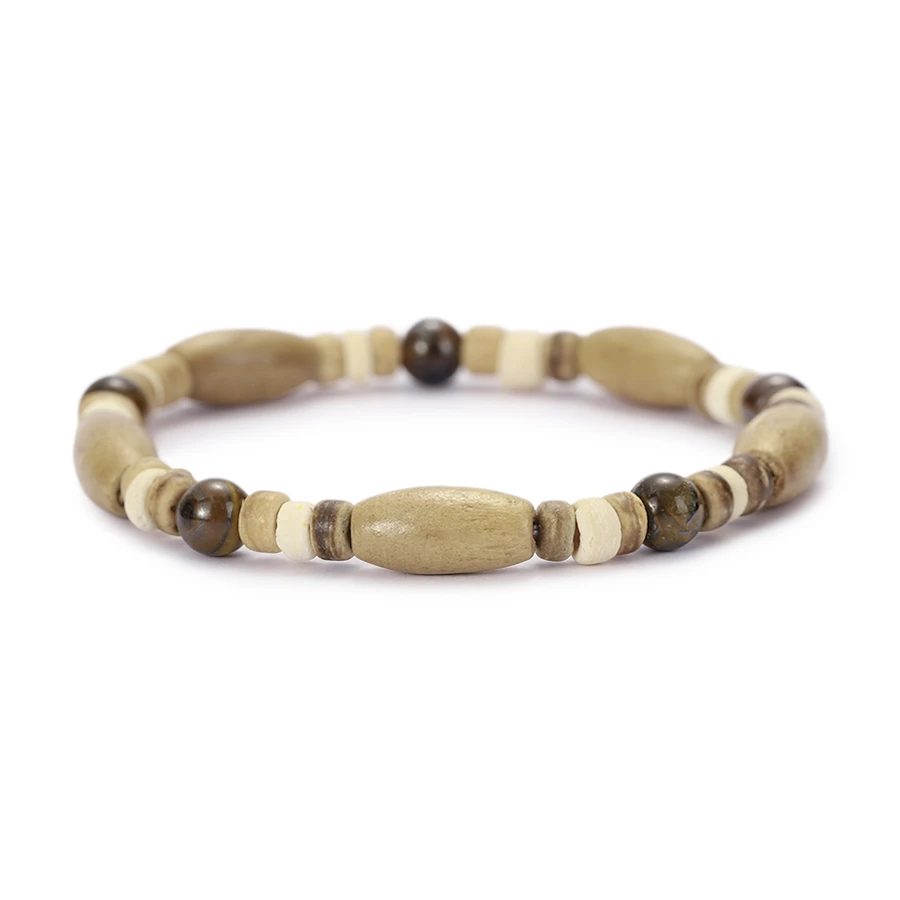 Noter Novel Herren Holzarmband Handgefertigt Howlit Tigeraugen Kokosnussperlen Strang-Armband Meditation Yoga Heilung Handgelenk-Accessoire – Detail 9