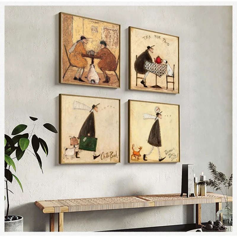 Nordic Retro Abstract Landscape Wall Art Dog Pet Canvas Oil Lighthouse Posters And Prints Living Room Bedroom Decoration Gifts