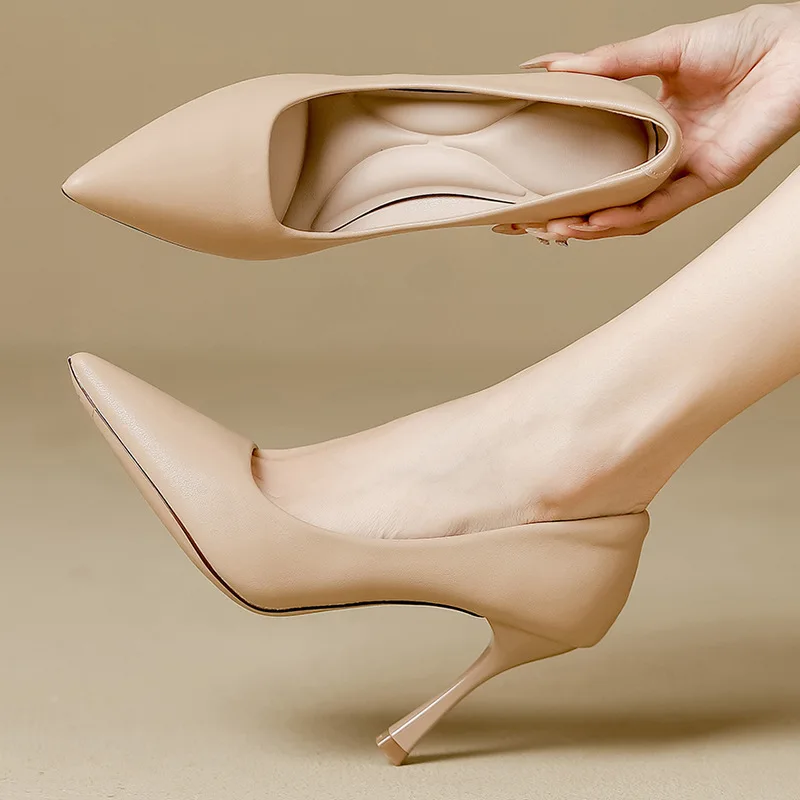 

New Shoes High Heels Sheepskin Shoes French Shit High Heels Women