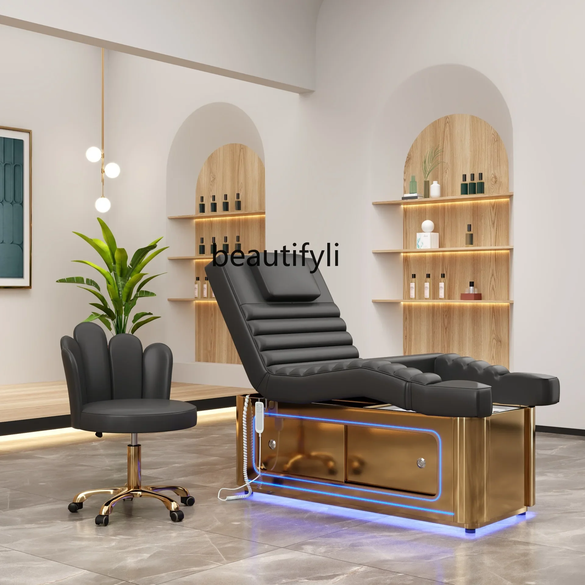 Massagem elétrica cama para beleza Spa, cílios unha cadeira, massagem nos pés, salão de beleza, novo