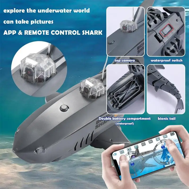 Rc Submarine With 480p Camera Underwater Boat Toy Remote Control Shark Animal Robots On Radio Controlled Boats Toys For Children