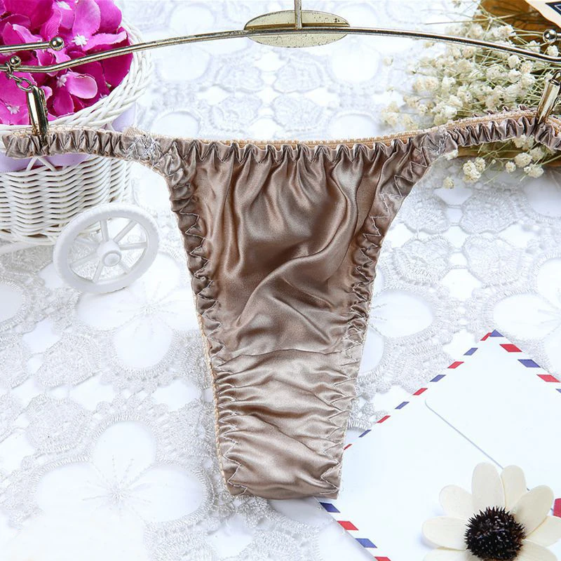 Women Silk Underwear Briefs Thong Panties String Low Waist Appeal Breathable Sexy Underpants Fashion Ladies Lingerie