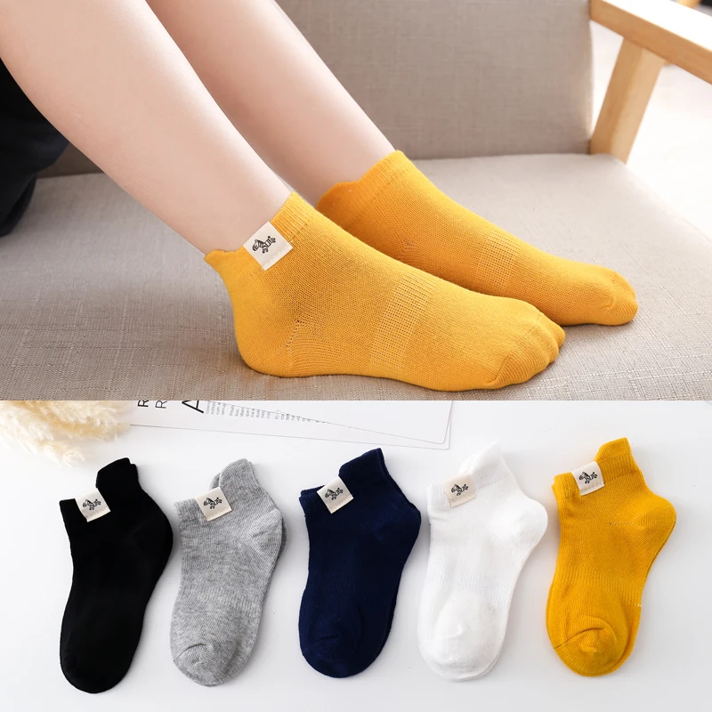 Calcetines cortos transpirables para niños de 1 a 9 años, medias finas de primavera y verano, 5 pares
