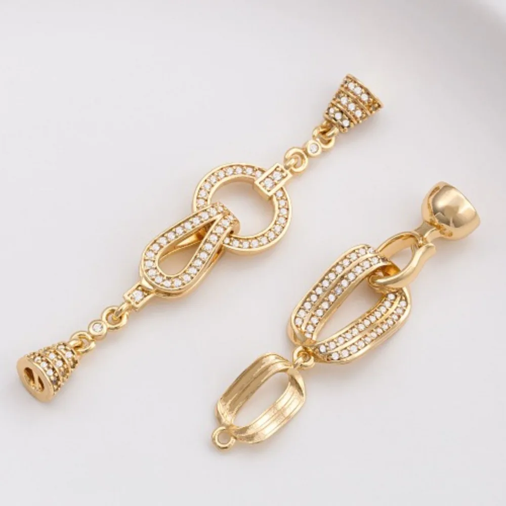 

Медные застежки, 14-каратное золото, циркониевая полоска, ювелирная пряжка, ожерелье ручной работы, цепочка для свитера, соединение, пряжка, аксессуар