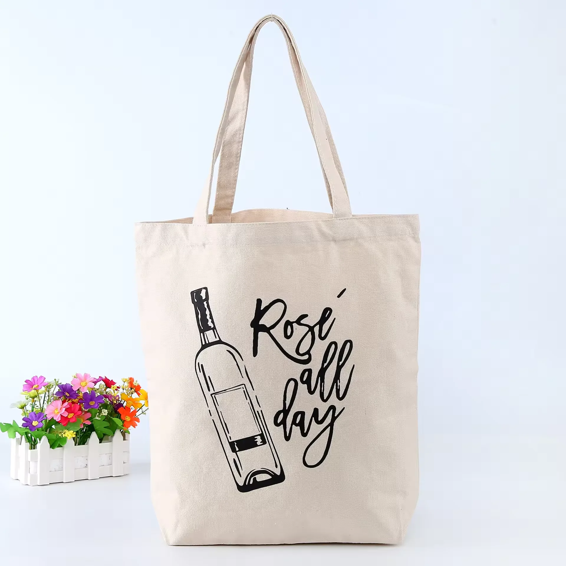 100pcs/Lot Wholesale Eco-Friendly Custom Logo Printed Women Makeup Shopping Cotton Canvas Bag for Wedding Party Gifts Packaging