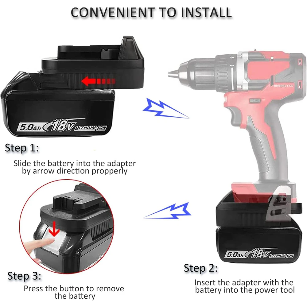 Imagem -05 - Adaptador Mt20ml para Makita Bateria Li-ion 18v Bl1830 Bl1860 Bl1815 Converter para Bateria de Lítio Milwaukee 18v
